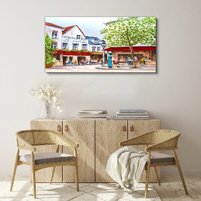 A cafe alley in the town Canvas wall art