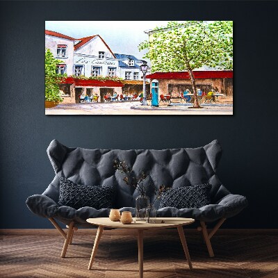 A cafe alley in the town Canvas wall art
