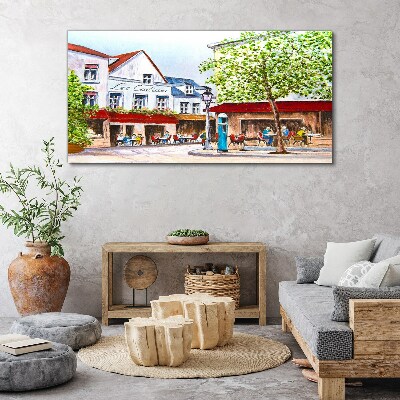 A cafe alley in the town Canvas wall art