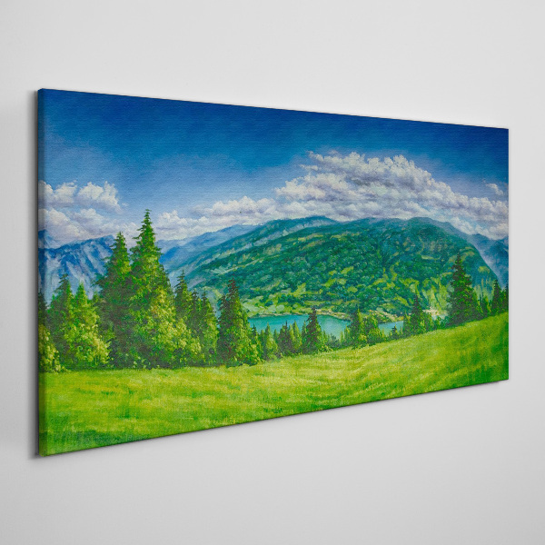 Green mountain landscape in summer Print on canvas