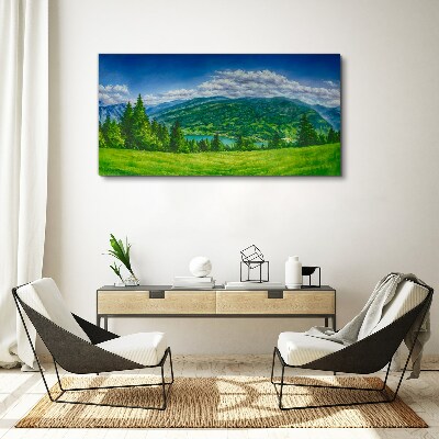 Green mountain landscape in summer Print on canvas