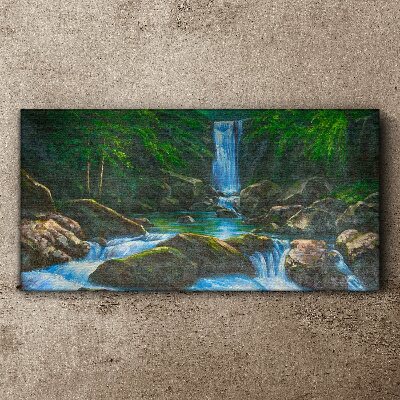 A peaceful waterfall in a forest setting Canvas wall art