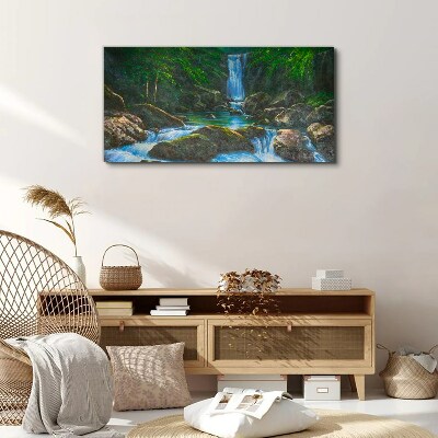 A peaceful waterfall in a forest setting Canvas wall art