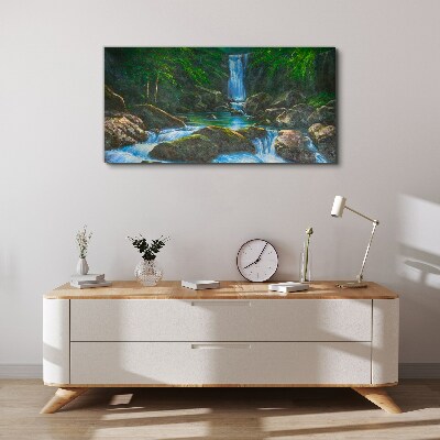 A peaceful waterfall in a forest setting Canvas wall art