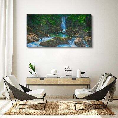 A peaceful waterfall in a forest setting Canvas wall art