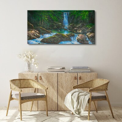 A peaceful waterfall in a forest setting Canvas wall art