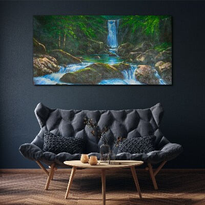 A peaceful waterfall in a forest setting Canvas wall art