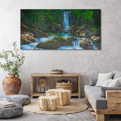 A peaceful waterfall in a forest setting Canvas wall art