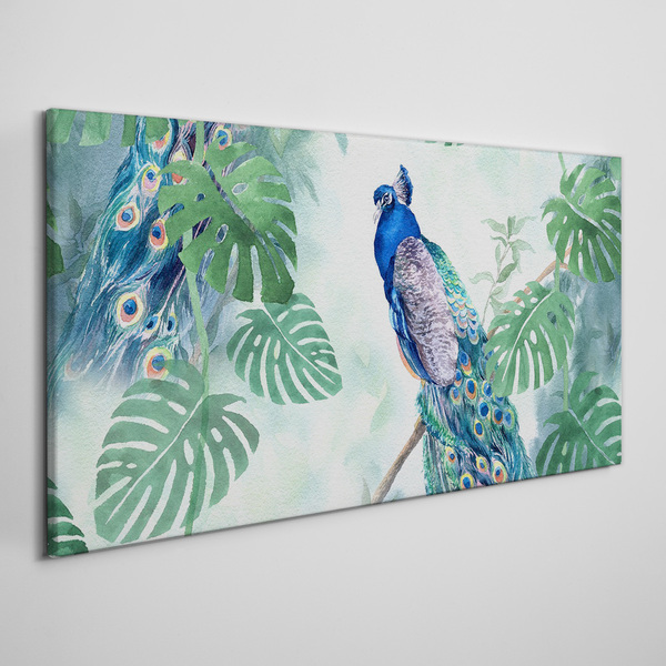 Peacock in the tropical jungle Canvas wall art