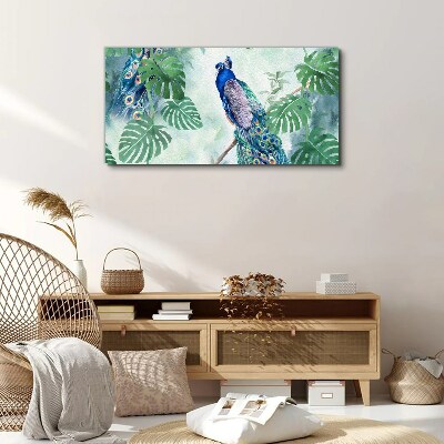 Peacock in the tropical jungle Canvas wall art