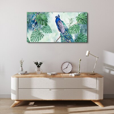 Bird branch leaves paw Canvas Wall art