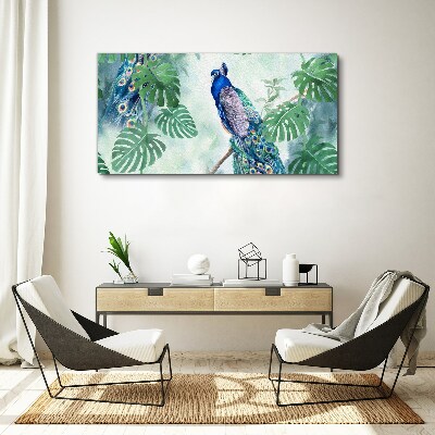 Bird branch leaves paw Canvas Wall art