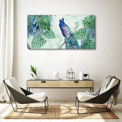 Peacock in the tropical jungle Canvas wall art