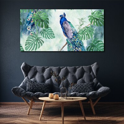 Peacock in the tropical jungle Canvas wall art