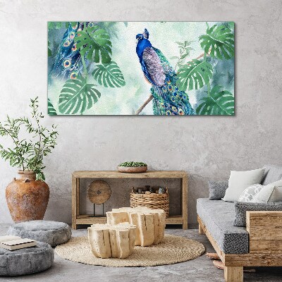 Peacock in the tropical jungle Canvas wall art