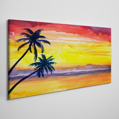 Coast palm sunset Canvas Wall art