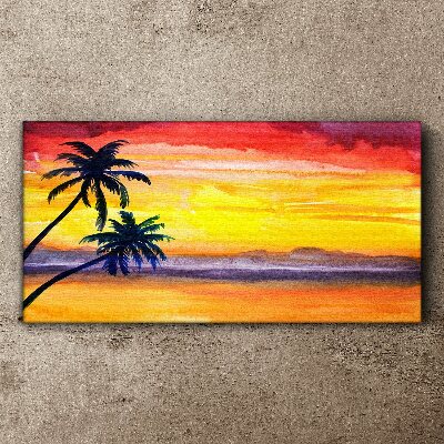 Coast palm sunset Canvas Wall art