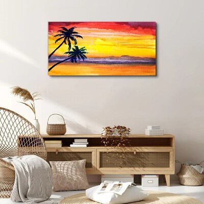 Coast palm sunset Canvas Wall art