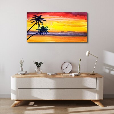 Tropical sunset over the beach Print on canvas