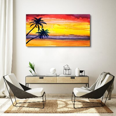 Coast palm sunset Canvas Wall art