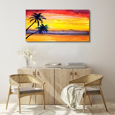 Coast palm sunset Canvas Wall art