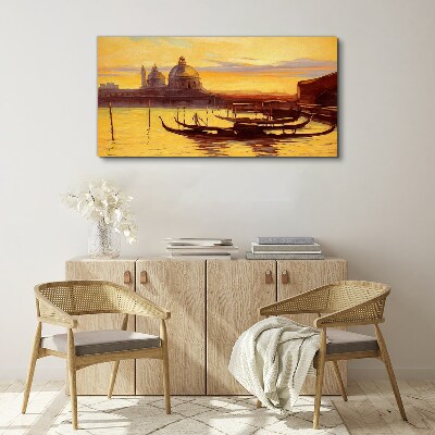 City ​​harbor sunset Canvas print