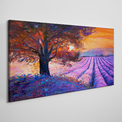 Purple landscape at sunset Canvas wall art