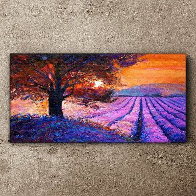 Purple landscape at sunset Canvas wall art