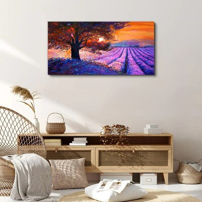 Purple landscape at sunset Canvas wall art