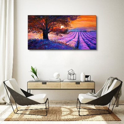 Purple landscape at sunset Canvas wall art