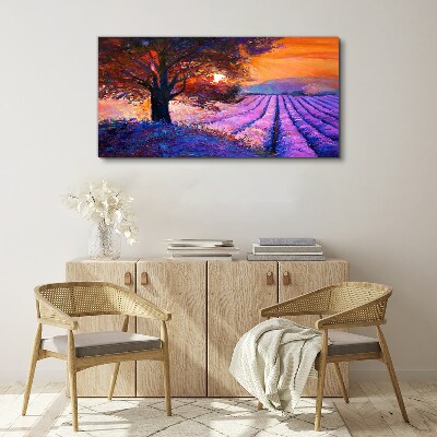 Purple landscape at sunset Canvas wall art