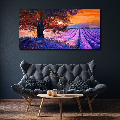 Purple landscape at sunset Canvas wall art
