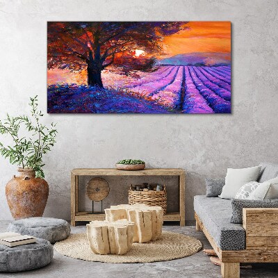 Purple landscape at sunset Canvas wall art