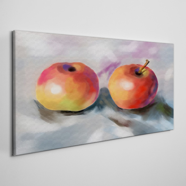 Juicy apples on a pastel background Canvas wall art
