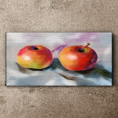 Juicy apples on a pastel background Canvas wall art