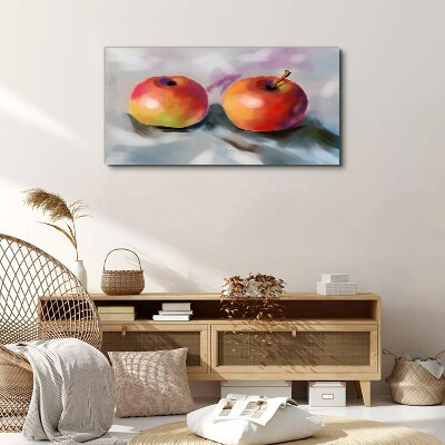 Juicy apples on a pastel background Canvas wall art