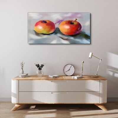 Juicy apples on a pastel background Canvas wall art