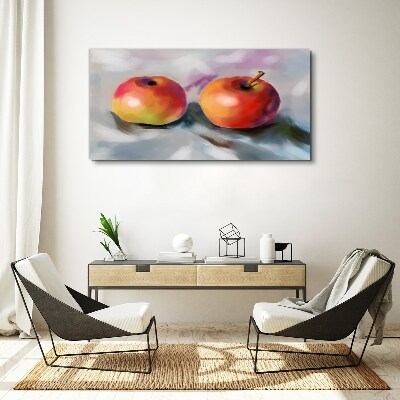 Juicy apples on a pastel background Canvas wall art