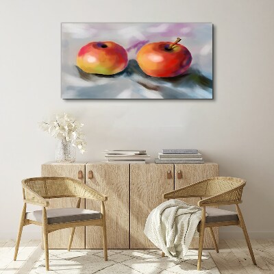 Juicy apples on a pastel background Canvas wall art