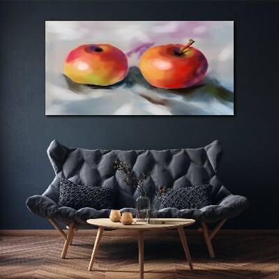 Juicy apples on a pastel background Canvas wall art