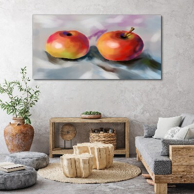 Juicy apples on a pastel background Canvas wall art