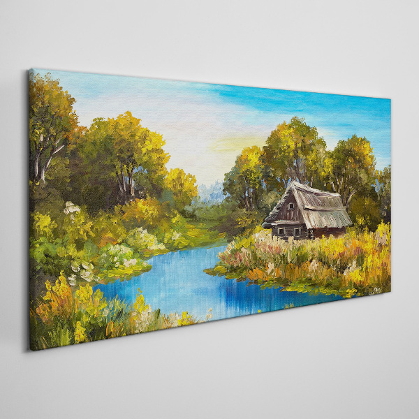 Peaceful rural landscape in summer Canvas wall art