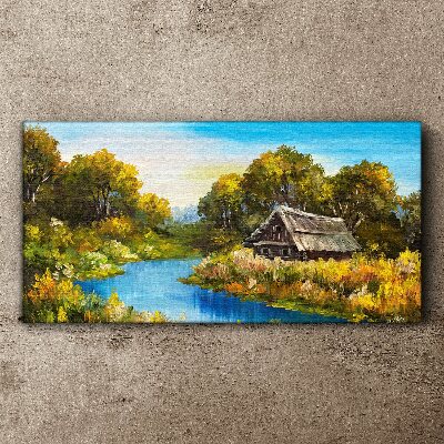 Peaceful rural landscape in summer Canvas wall art