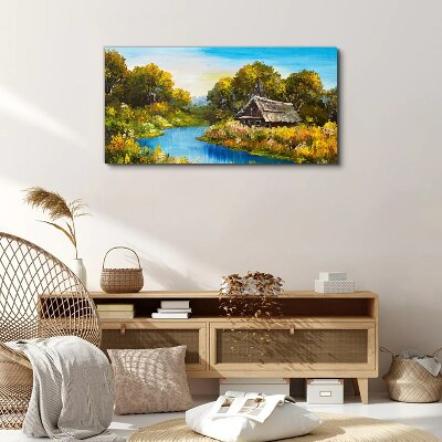 Peaceful rural landscape in summer Canvas wall art