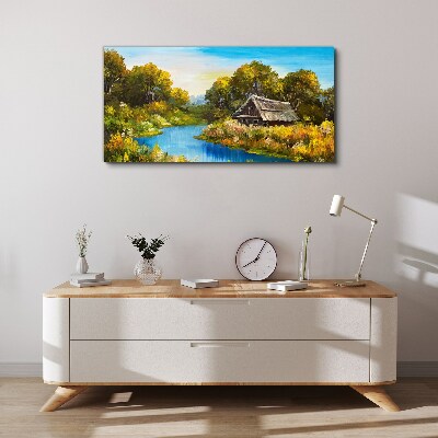 Peaceful rural landscape in summer Canvas wall art