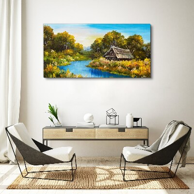 Peaceful rural landscape in summer Canvas wall art