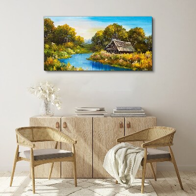 Peaceful rural landscape in summer Canvas wall art