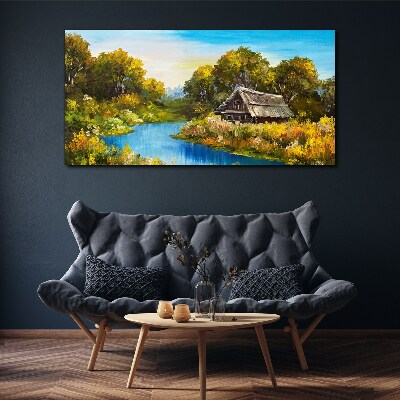 Peaceful rural landscape in summer Canvas wall art