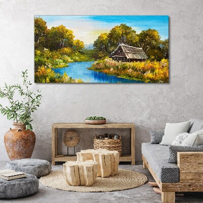 Peaceful rural landscape in summer Canvas wall art