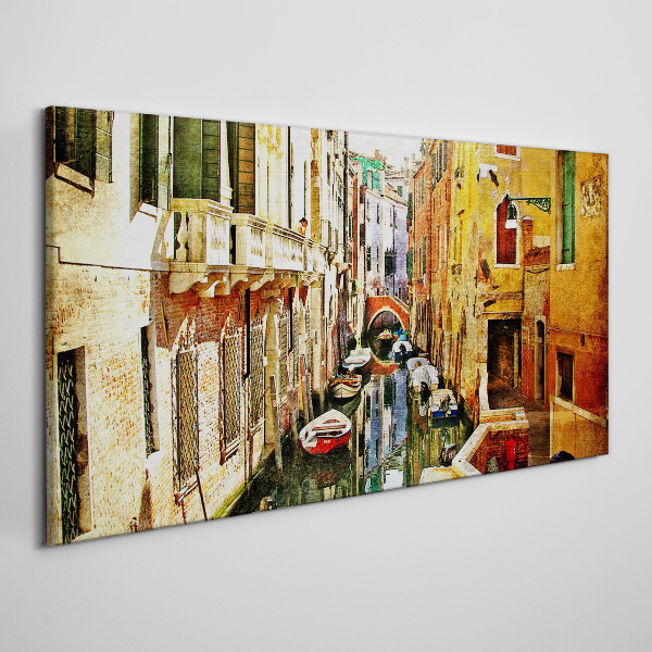 Venetian street with canal Canvas wall art